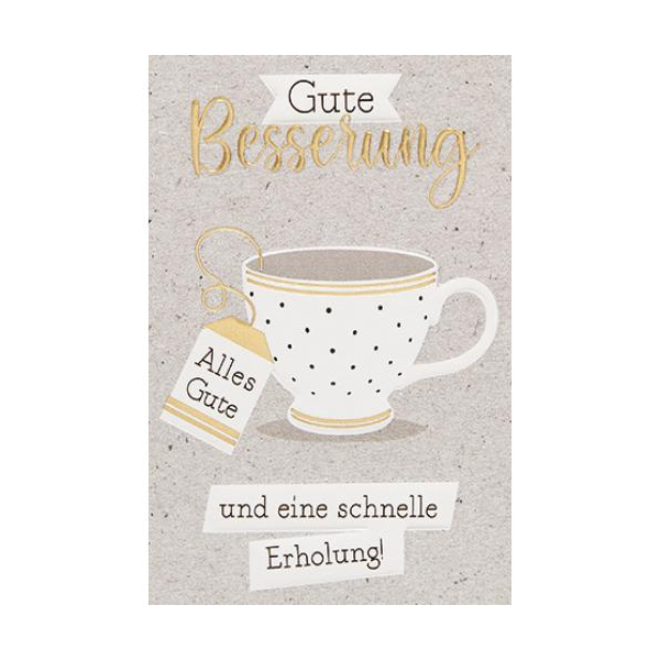 Minikärtchen zur Genesung Gute Besserung Klammerkarte Blumenkärtchen Tasse schnelle Erholung