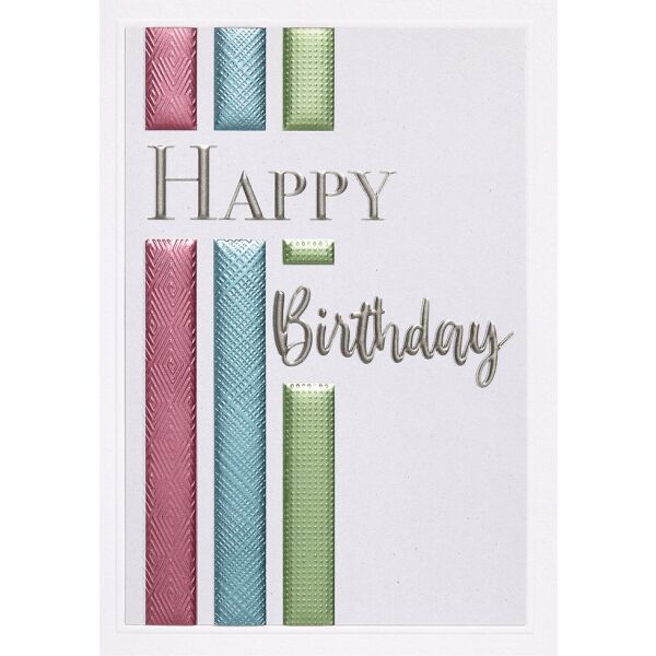 Geburtstag unverpackte Glückwunschkarte mit Umschlag Happy Birthday Pastelstreifen