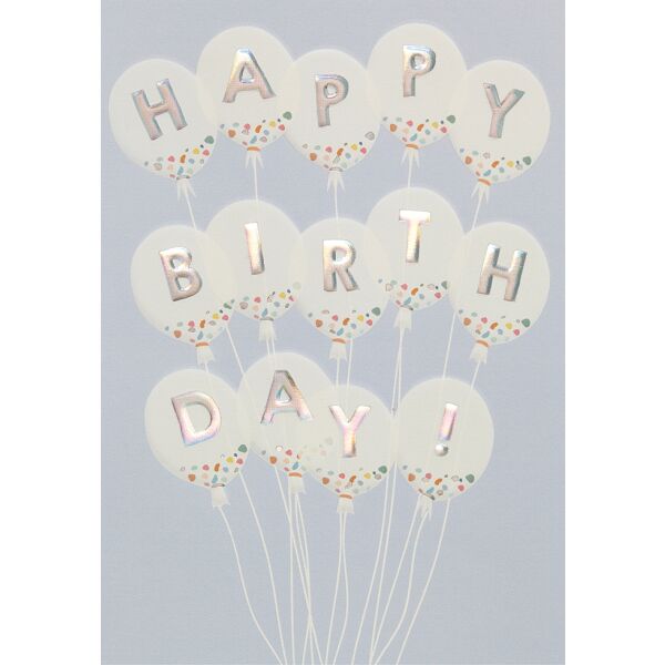 Geburtstag unverpackte Glückwunschkarte mit Umschlag Luftballons Happy Birthday