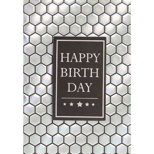 Geburtstag Glückwunschkarte mit Umschlag Happy Birthday Wabenmuster silber