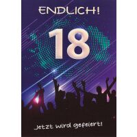 18. Geburtstag Glückwunschkarte mit Umschlag...