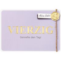 40. Geburtstag Glückwunschkarte mit Umschlag Vierzig...