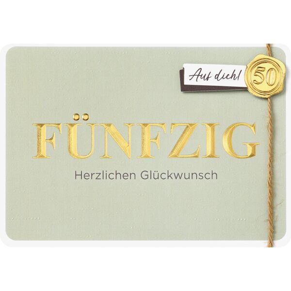 50. Geburtstag Glückwunschkarte mit Umschlag Fünfzig Herzlichen Glückwunsch
