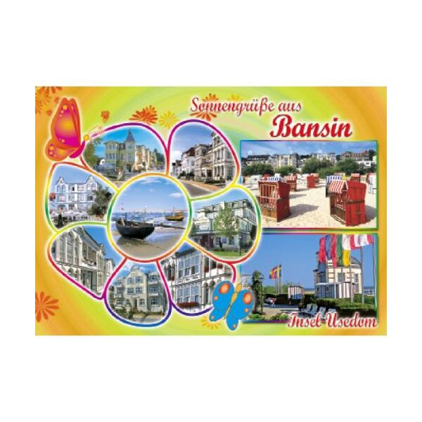 Bansin Usedom Postkarte Ansichtskarte Sonnegrüße Insel Fotos Blumenform