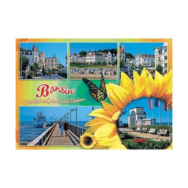 Bansin Usedom Postkarte Ansichtskarte Ostseebad auf der Insel 5 Fotos