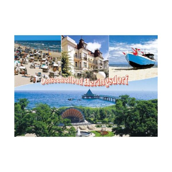 Heringsdorf Usedom Postkarte Ansichtskarte 4 Fotomotive Ostseeheilbad