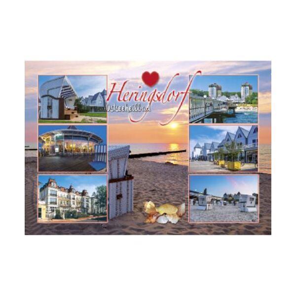 Heringsdorf Usedom Postkarte Ansichtskarte Ostseeheilbad 7 Fotomotive