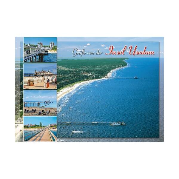 Insel Usedom Postkarte Ansichtskarte Ostseeinsel Grüße von Luftaufnahme 5 Fotomotive