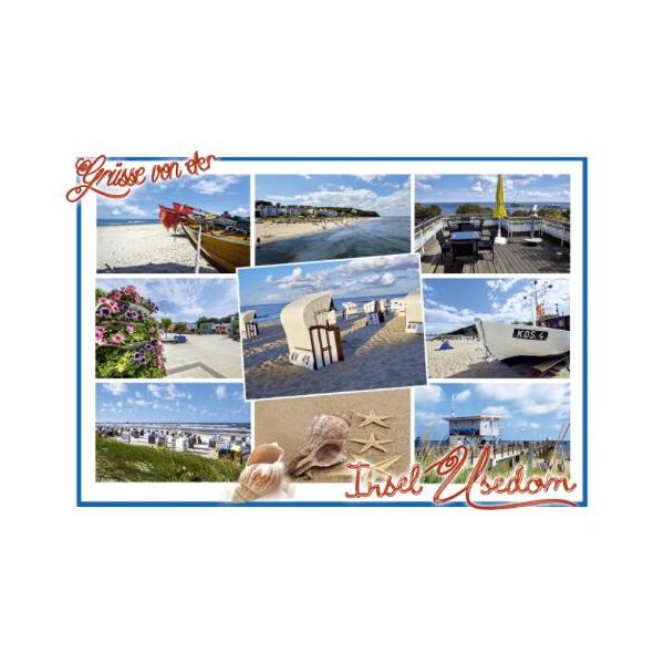 Insel Usedom Postkarte Ansichtskarte Ostseeinsel Grüße von der Insel 12 Fotomotive