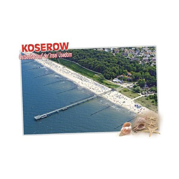 Koserow auf Usedom Postkarte Ansichtskarte Luftaufnahme weiß Ostseebad