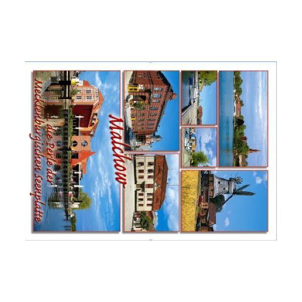 Malchow Mecklenburgische Seenplatte Postkarte Perle 7 Fotomotive Ansichtskarte