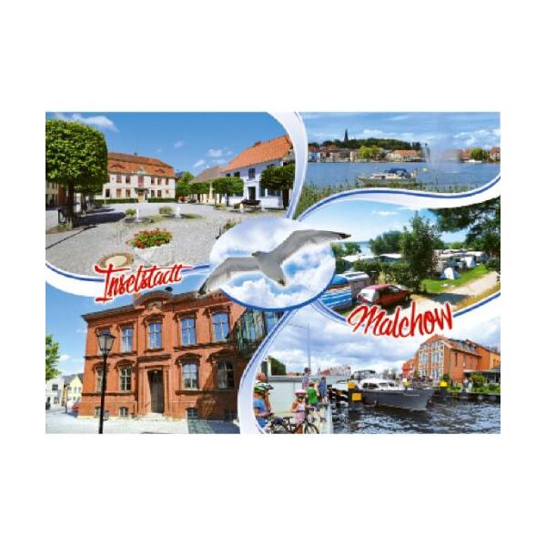 Malchow Mecklenburgische Seenplatte Postkarte Möwe 5 Fotomotive Ansichtskarte