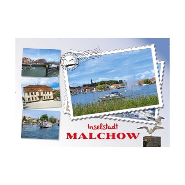 Malchow Mecklenburgische Seenplatte Postkarte Briefmarke 4 Fotos Ansichtskarte
