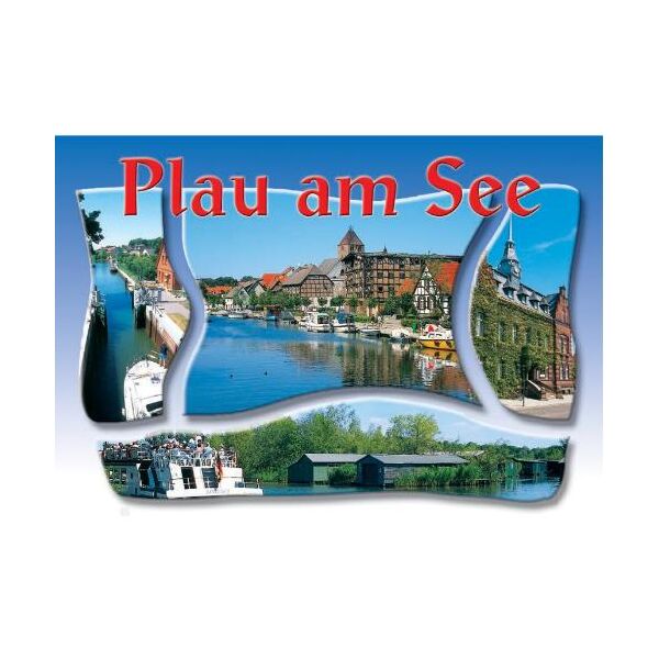 Plau am See Mecklenburgische Seenplatte Postkarte Puzzledekor 4 Motive Ansichtskarte