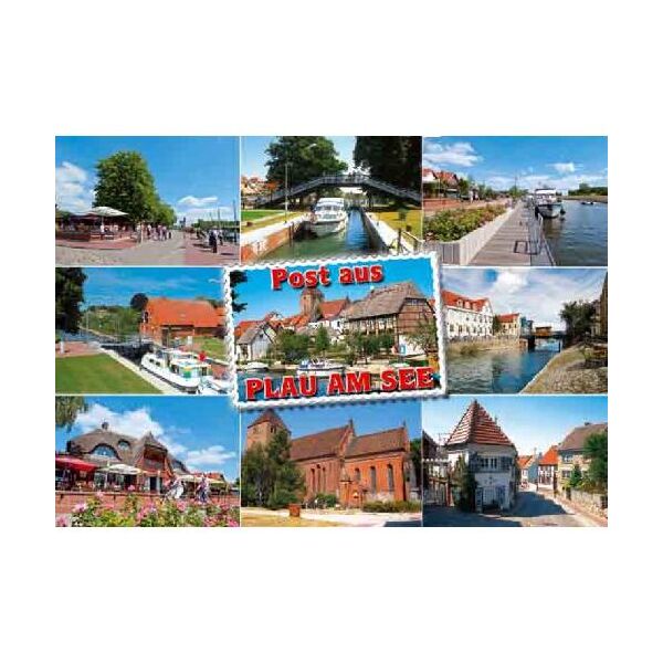 Plau am See Mecklenburgische Seenplatte Postkarte Briefmarke 9 Fotos Ansichtskarte