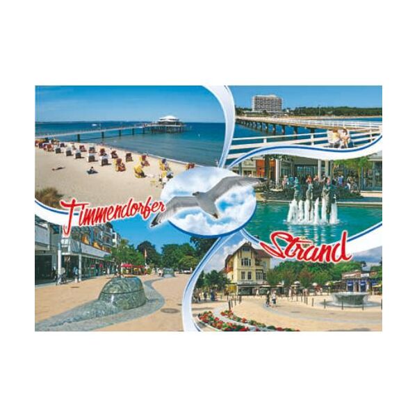 Timmendorfer Strand Postkarte Ansichtskarte Möwe 5 Fotos Ostsee Schleswig-Holstein
