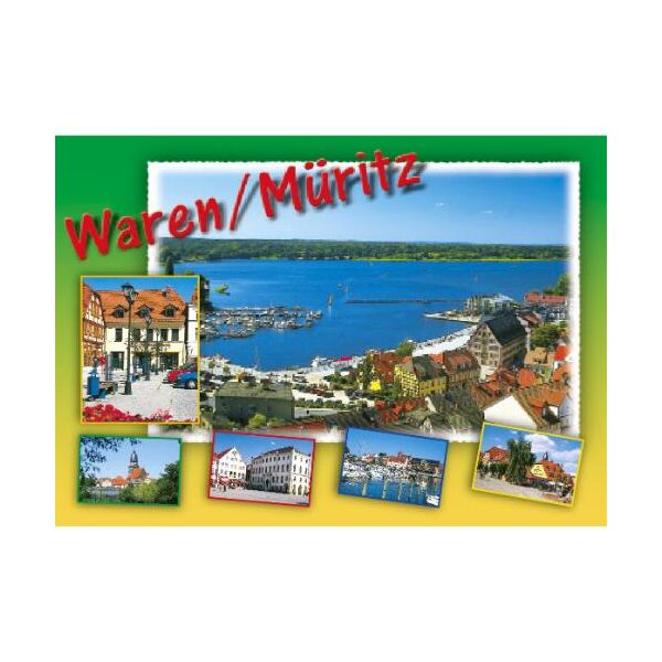 Waren (Müritz) Postkarte Ansichtskarte 6 Fotomotive Heilbad Mecklenburgische Seenplatte