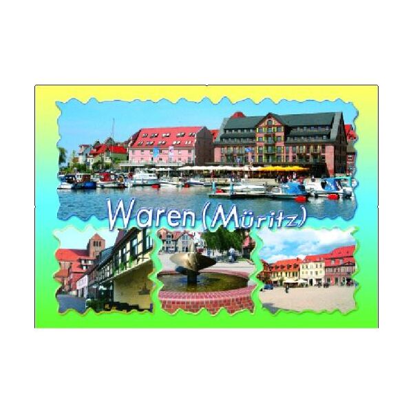 Waren (Müritz) Postkarte Ansichtskarte 4 Fotomotive Heilbad Mecklenburgische Seenplatte