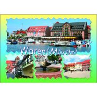 Waren (Müritz) Postkarte Ansichtskarte 4 Fotomotive...