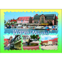 Waren (Müritz) Postkarte Ansichtskarte 4 Fotomotive...