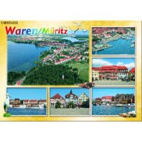 Waren (Müritz) Postkarte Ansichtskarte 6 Bilder gelb...