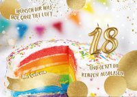 18.Geburtstag - Great Cards - Soundkarte und Lichtkarte im Format 21,0 x 29,7 cm - "18er Geburtstag" - Pustekarte