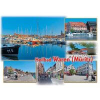 Waren (Müritz) Postkarte Ansichtskarte 6 Fotomotive...