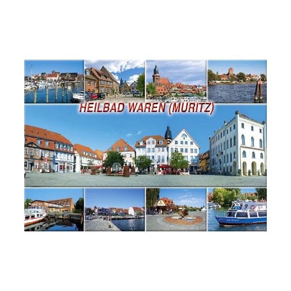 Waren (Müritz) Postkarte Ansichtskarte 9 Aufnahmen Heilbad Mecklenburgische Seenplatte
