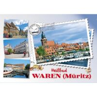 Waren (Müritz) Postkarte Ansichtskarte Briefmarke 4...