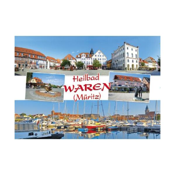 Waren (Müritz) Postkarte Ansichtskarte 4 Aufnahmen Heilbad Mecklenburgische Seenplatte