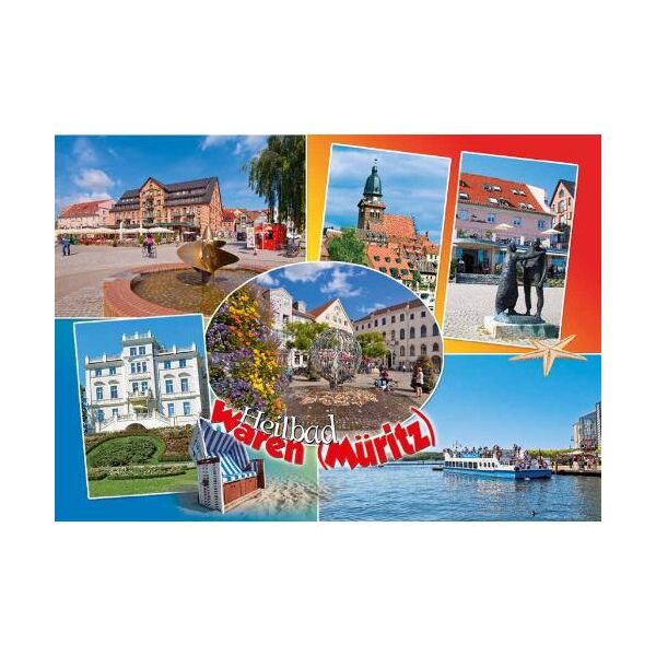 Waren (Müritz) Postkarte Ansichtskarte Kreis 6 Bilder Heilbad Mecklenburgische Seenplatte