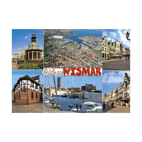 Wismar Postkarte Ansichtskarte Grüße 6 Fotomotive Hansestadt Ostsee