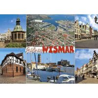 Wismar Postkarte Ansichtskarte Grüße 6...