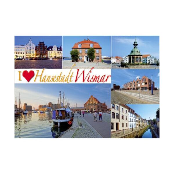 Wismar Postkarte Ansichtskarte 6 Fotomotive I love Hansestadt Ostsee