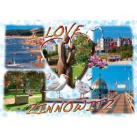 Zinnowitz Postkarte Ansichtskarte 12x17cm 5 Bilder I love...