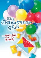 Geburtstag - Great Cards - Soundkarte und Lichtkarte im Format 21,0 x 29,7 cm - "Luftballons" - Super Bass