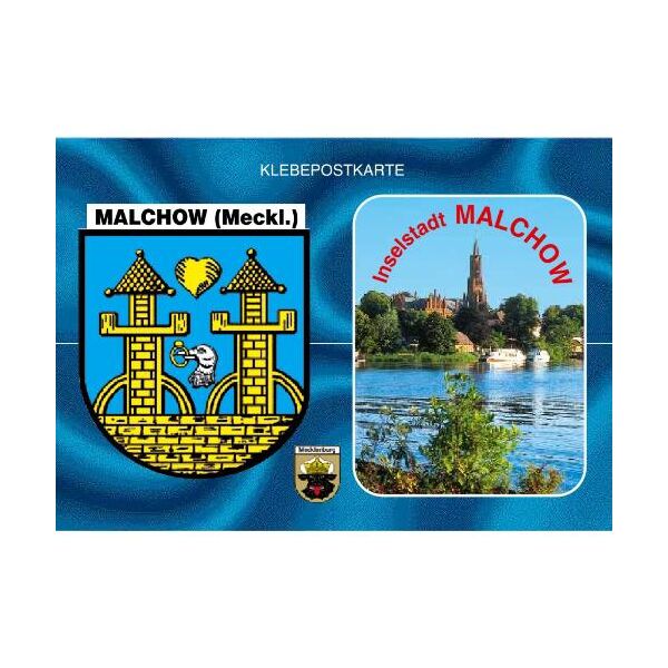 Malchow Klebepostkarte Autoaufkleber Wappen Foto Inselstadt Mecklenburgische Seenplatte