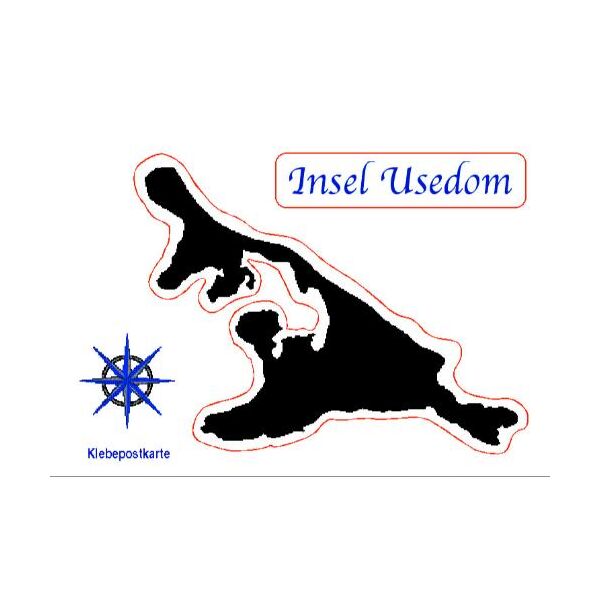 Insel Usedom Klebekarte Postkarte mit Aufkleber Autoaufkleber schwarz
