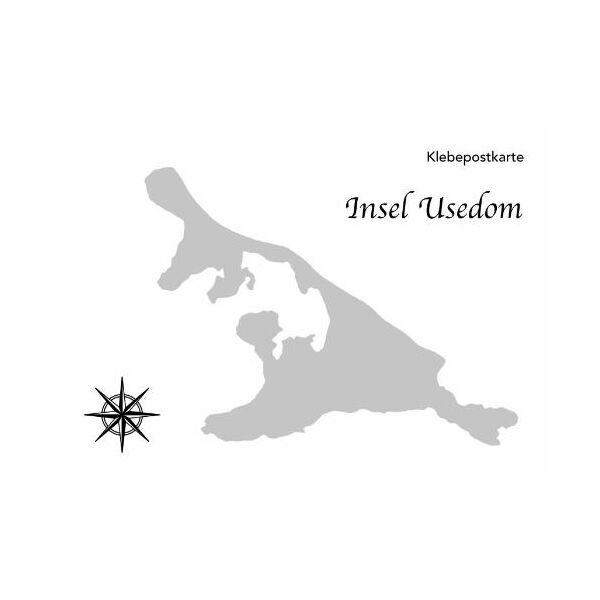 Insel Usedom Klebekarte Postkarte mit Aufkleber Autoaufkleber Silhouette silber Ostseeinsel