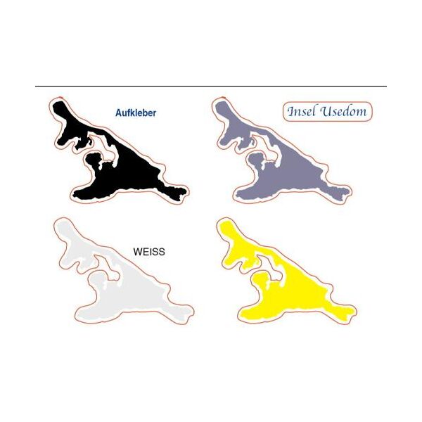 Insel Usedom Klebekarte Postkarte mit Aufkleber Autoaufkleber 4 Aufkleber Silhouette Ostseeinsel
