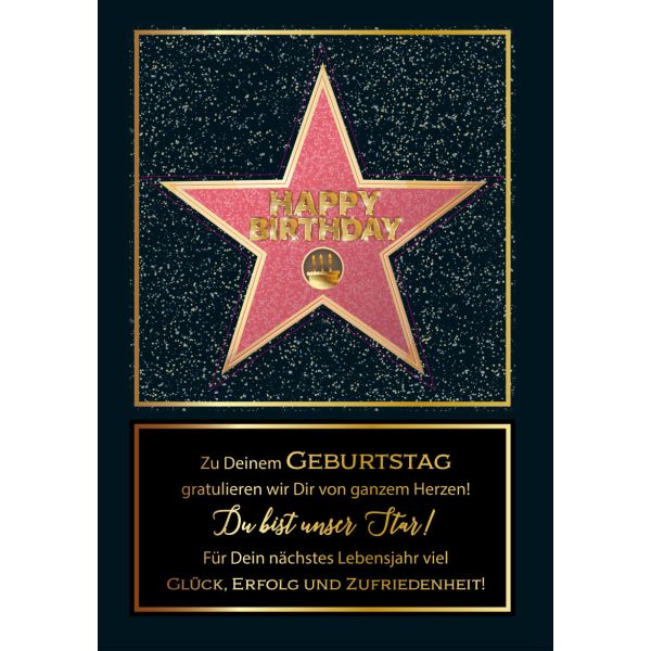 Geburtstag - Great Cards - Soundkarte und Lichtkarte im Format 21,0 x 29,7 cm - "Unser Star " - Super Bass