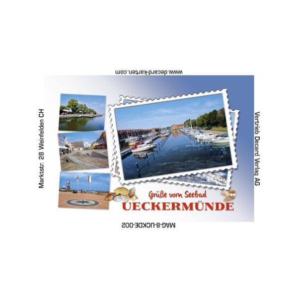 Ueckermünde Magnet Foto Briefmarke 4 Motive Seebad Mecklenburgische Seenplatte