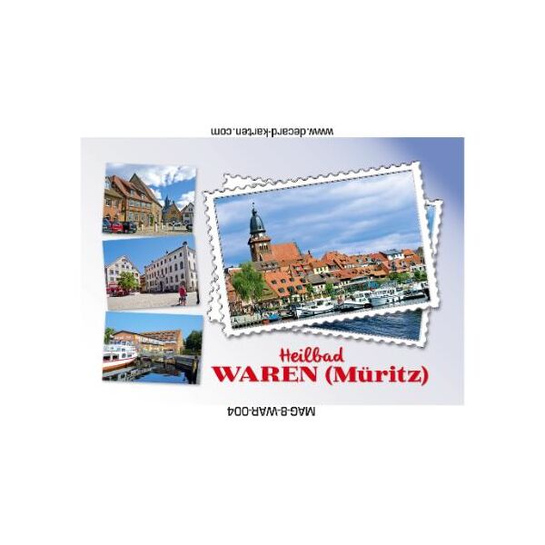 Waren (Müritz) Magnet Briefmarke 4 Bilder Heilbad Mecklenburgische Seenplatte