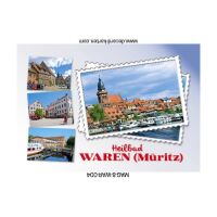 Waren (Müritz) Magnet Briefmarke 4 Bilder Heilbad...