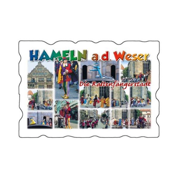 Hameln Magnet weiß Fotomotive Rattenfängerstadt an der Weser