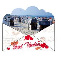 Insel Usedom Magnet Briefform Herzen Strandkörbe...