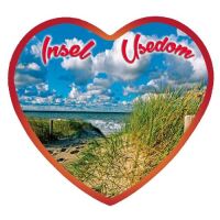 Insel Usedom Magnet Glas Herzform Ostseeinsel Strandansicht