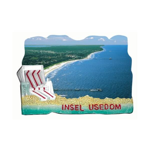 Insel Usedom Magnet Strandkorb gestanzt Luftaufnahme Ostseeinsel
