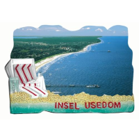 Insel Usedom Magnet Strandkorb gestanzt Luftaufnahme...
