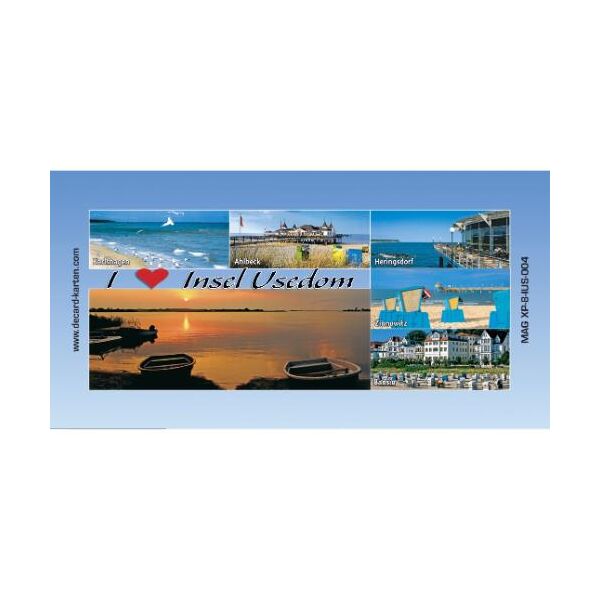 Insel Usedom Kühlschrankmagnet lang I love Herz Orte Ostseeinsel
